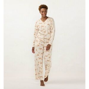 LC Lauren Conrad Long Sleeve Henley Pajama Top & Pajama Pants Sleep Set Size L